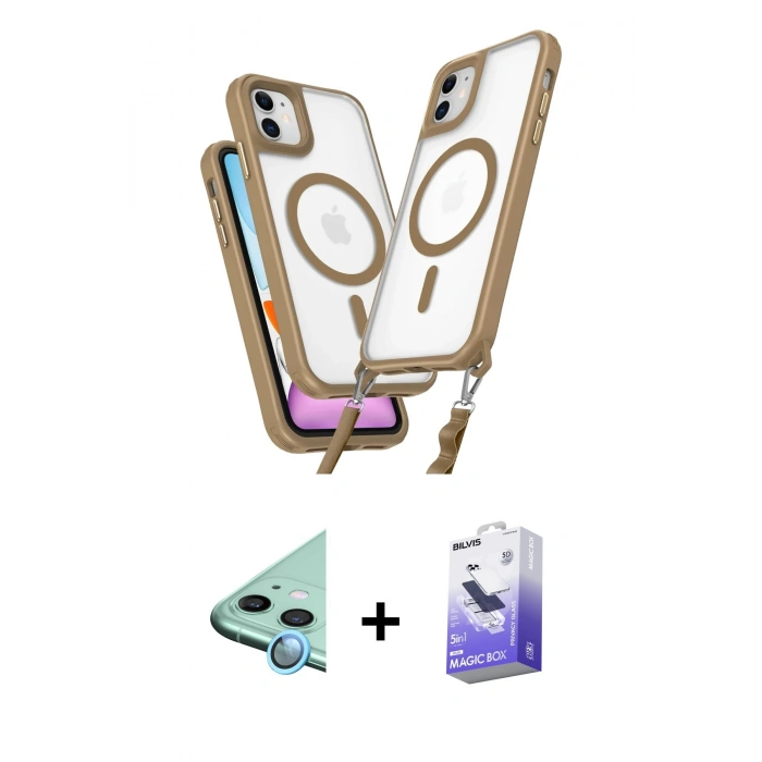 MARSİLYAN™- iPhone 11 Kılıf Atlas Doku Koleksiyonu - Siyah Bilvis 5in1 5D Magic Hayalet Cam Ekran Koruyucu + Raze Metal Kamera Lens - MI