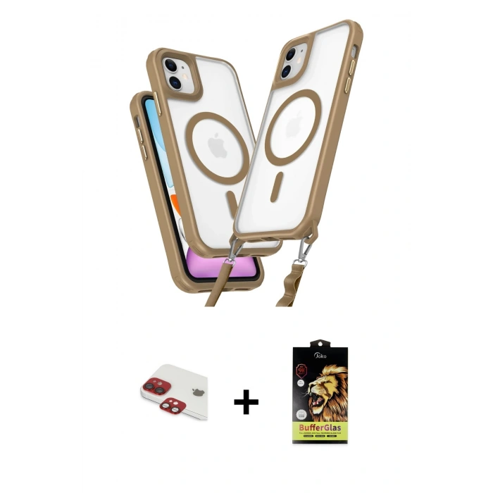 MARSİLYAN™- iPhone 11 Kılıf Atlas Doku Koleksiyonu - Siyah Buffer Cam Ekran Koruyucu + Pers Alüminyum Kamera Lens - KI