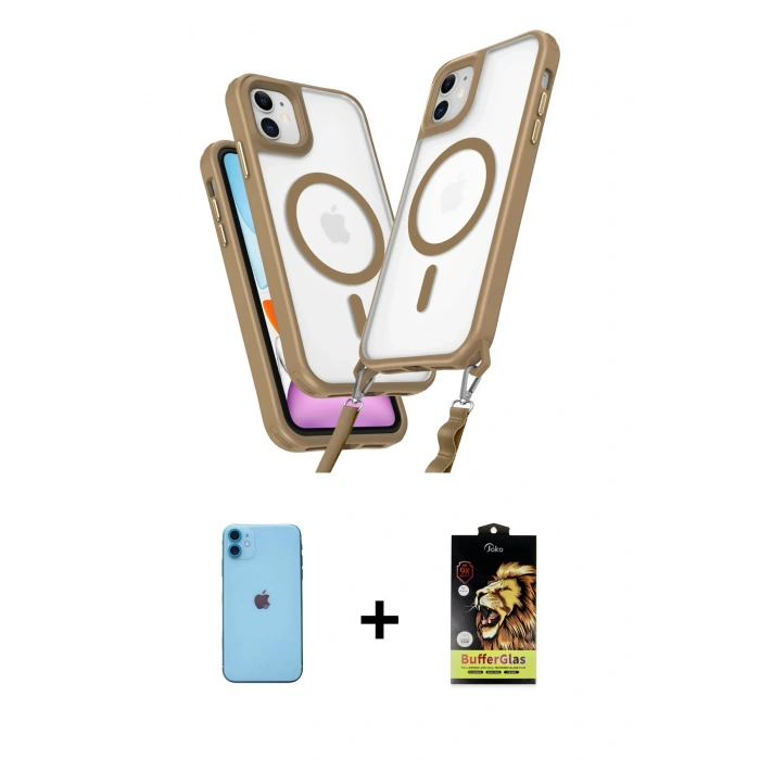 MARSİLYAN™- iPhone 11 Kılıf Atlas Doku Koleksiyonu - Siyah Buffer Cam Ekran Koruyucu + Neon Fosforlu Kamera Lens - MI
