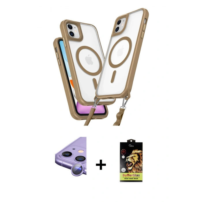 MARSİLYAN™- iPhone 11 Kılıf Atlas Doku Koleksiyonu - Siyah Buffer Cam Ekran Koruyucu + Raze Metal Kamera Lens - MR
