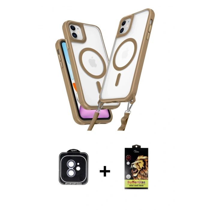 MARSİLYAN™- iPhone 11 Kılıf Atlas Doku Koleksiyonu - Siyah Buffer Cam Ekran Koruyucu + PVD Metal Kamera Lens - MI