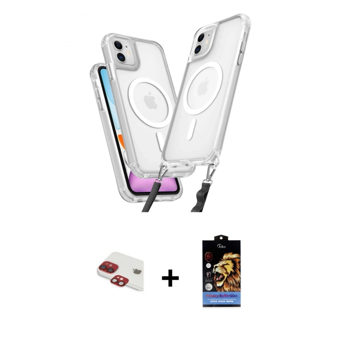 MARSİLYAN™- iPhone 11 Kılıf Atlas Doku Koleksiyonu - Siyah Buffer Hayalet Cam Ekran Koruyucu + Pers Alüminyum Kamera Lens - KI