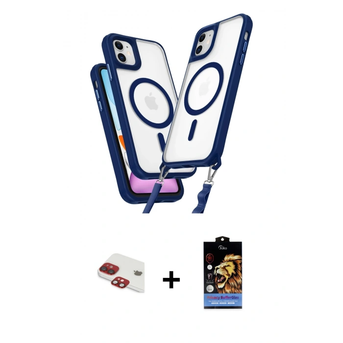 MARSİLYAN™- iPhone 11 Kılıf Atlas Doku Koleksiyonu - Siyah Buffer Hayalet Cam Ekran Koruyucu + Pers Alüminyum Kamera Lens - KI