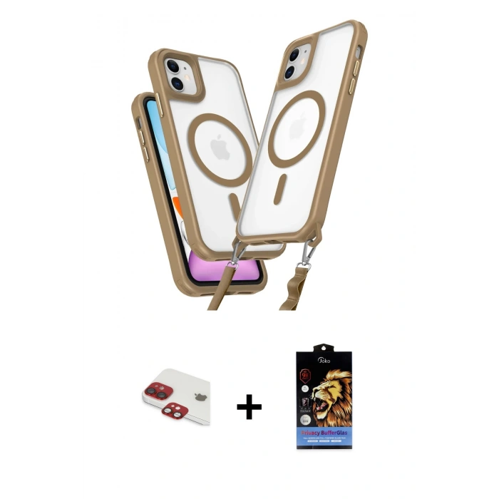 MARSİLYAN™- iPhone 11 Kılıf Atlas Doku Koleksiyonu - Siyah Buffer Hayalet Cam Ekran Koruyucu + Pers Alüminyum Kamera Lens - KI