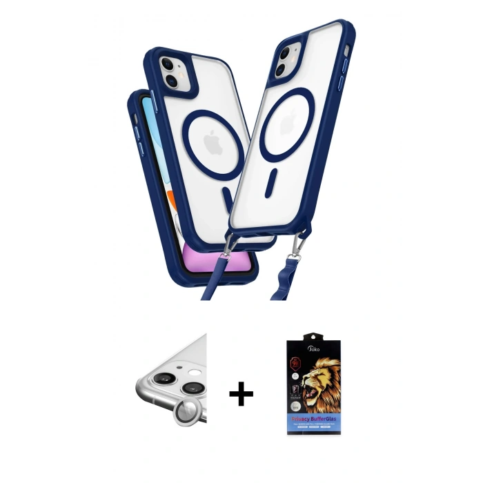 MARSİLYAN™- iPhone 11 Kılıf Atlas Doku Koleksiyonu - Siyah Buffer Hayalet Cam Ekran Koruyucu + Raze Metal Kamera Lens - GS