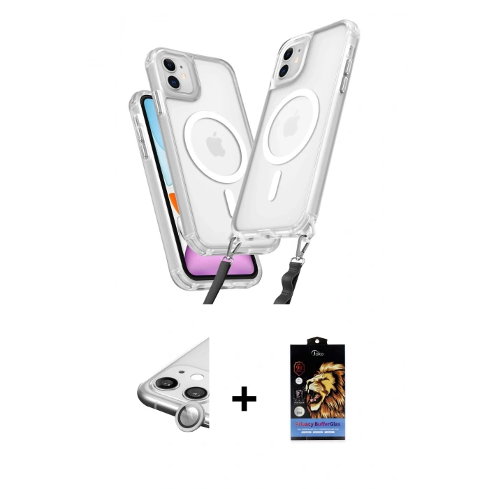 MARSİLYAN™- iPhone 11 Kılıf Atlas Doku Koleksiyonu - Siyah Buffer Hayalet Cam Ekran Koruyucu + Raze Metal Kamera Lens - GS