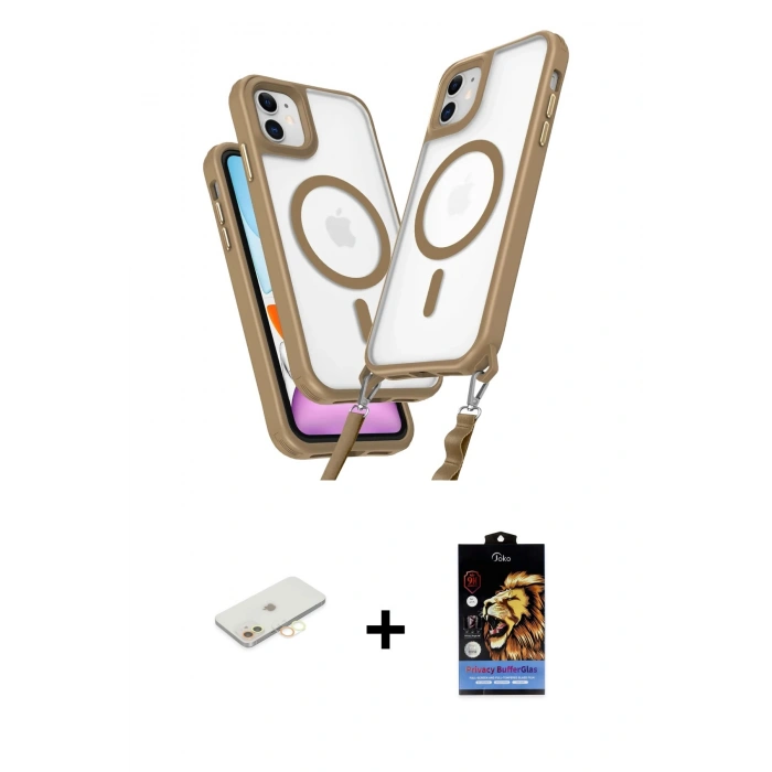 MARSİLYAN™- iPhone 11 Kılıf Atlas Doku Koleksiyonu - Siyah Buffer Hayalet Cam Ekran Koruyucu + Renkli Kamera Lens Koruma Cam - SI