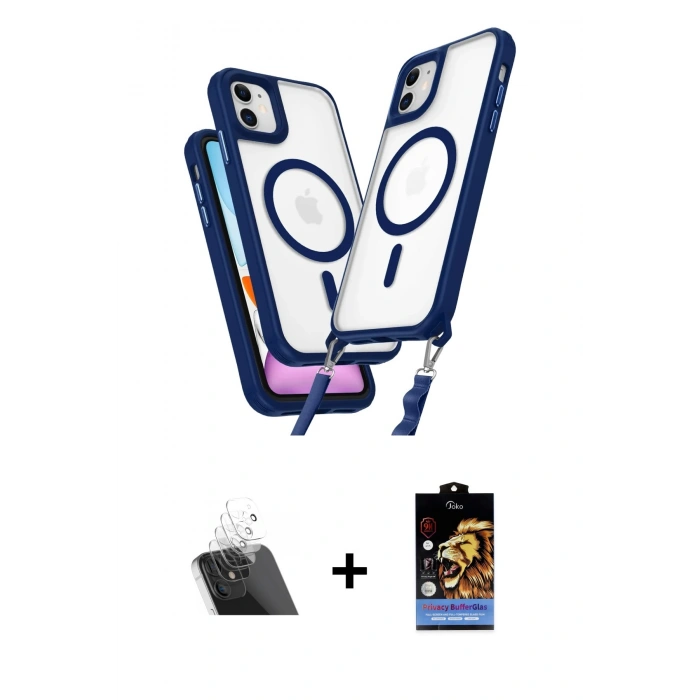 MARSİLYAN™- iPhone 11 Kılıf Atlas Doku Koleksiyonu - Siyah Buffer Hayalet Cam Ekran Koruyucu + Kamera Lens Koruma Cam - SF