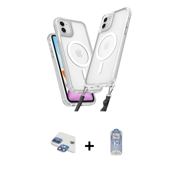 MARSİLYAN™- iPhone 11 Kılıf Atlas Doku Koleksiyonu - Siyah Joko Magic 5D Cam + Pers Alüminyum Kamera Lens - GI