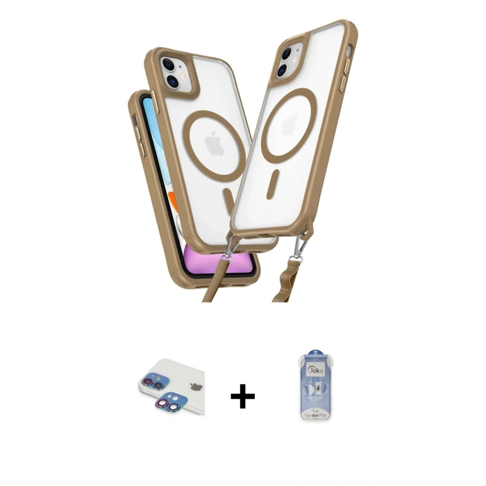 MARSİLYAN™- iPhone 11 Kılıf Atlas Doku Koleksiyonu - Siyah Joko Magic 5D Cam + Pers Alüminyum Kamera Lens - GI