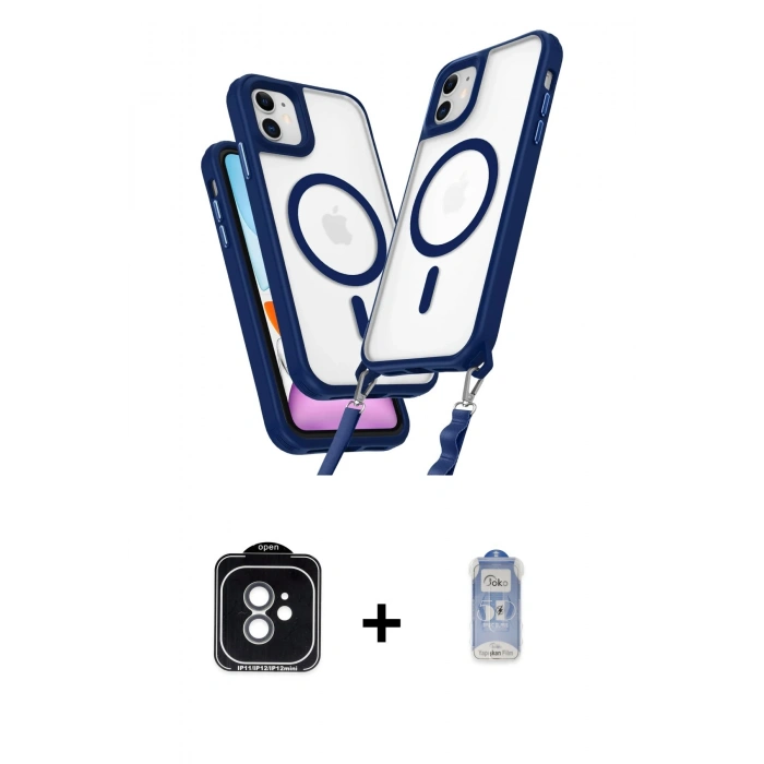 MARSİLYAN™- iPhone 11 Kılıf Atlas Doku Koleksiyonu - Siyah Joko Magic 5D Cam + PVD Metal Kamera Lens - YL
