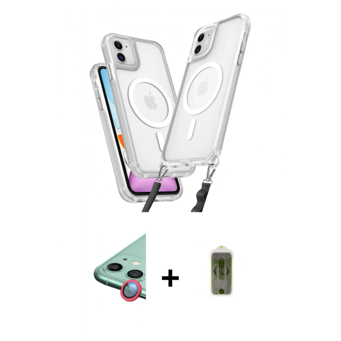 MARSİLYAN™- iPhone 11 Kılıf Atlas Doku Koleksiyonu - Siyah Joko Magic 5D Hayalet Cam + Raze Metal Kamera Lens - KI