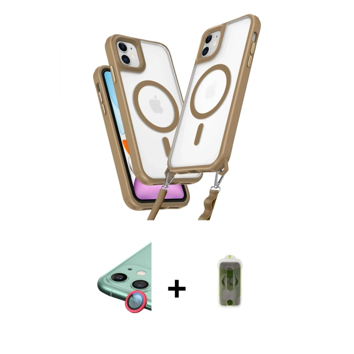 MARSİLYAN™- iPhone 11 Kılıf Atlas Doku Koleksiyonu - Siyah Joko Magic 5D Hayalet Cam + Raze Metal Kamera Lens - KI