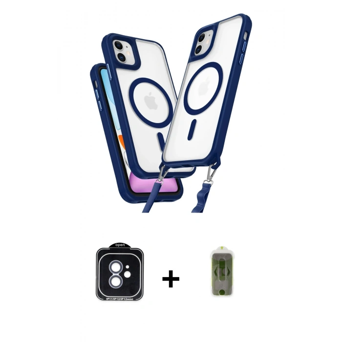 MARSİLYAN™- iPhone 11 Kılıf Atlas Doku Koleksiyonu - Siyah Joko Magic 5D Hayalet Cam + PVD Metal Kamera Lens - MI