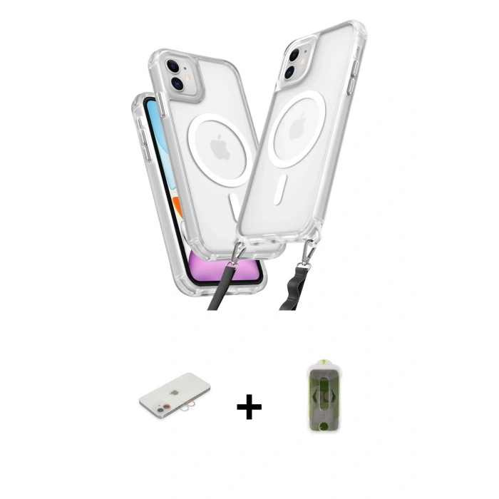 MARSİLYAN™- iPhone 11 Kılıf Atlas Doku Koleksiyonu - Siyah Joko Magic 5D Hayalet Cam + Renkli Kamera Lens Koruma Cam - PE