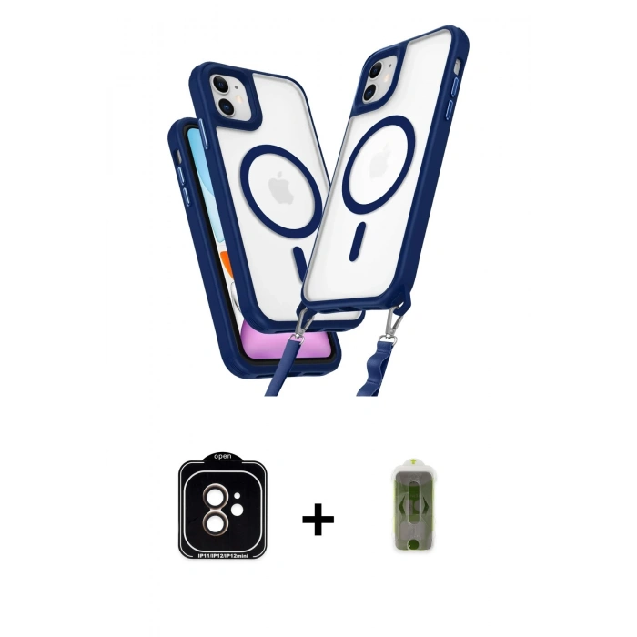 MARSİLYAN™- iPhone 11 Kılıf Atlas Doku Koleksiyonu - Siyah Joko Magic 5D Hayalet Cam + PVD Metal Kamera Lens - TU