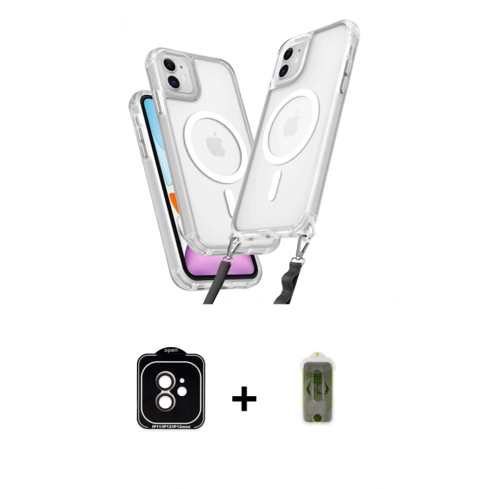 MARSİLYAN™- iPhone 11 Kılıf Atlas Doku Koleksiyonu - Siyah Joko Magic 5D Hayalet Cam + PVD Metal Kamera Lens - TU