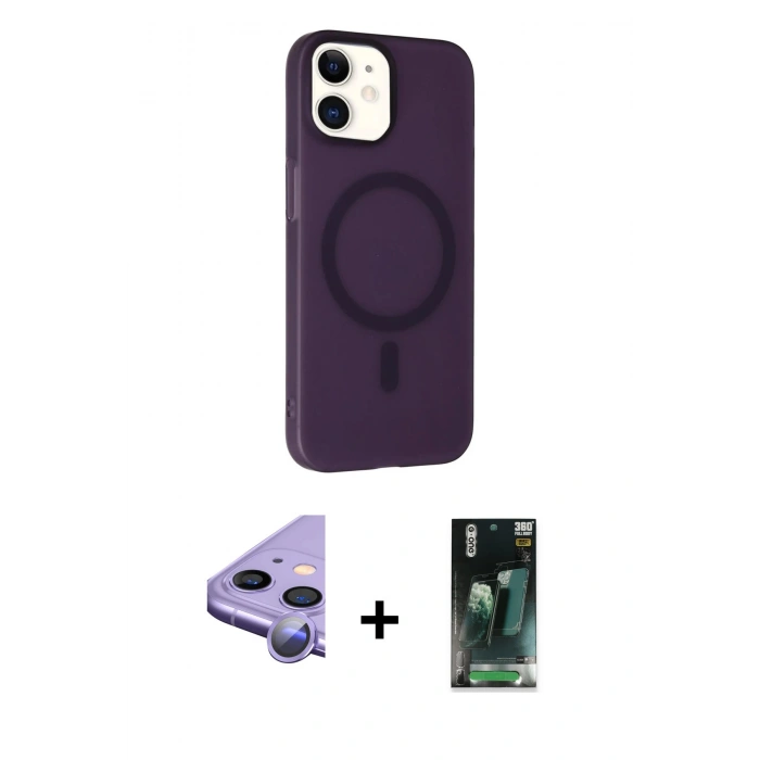 MARSİLYAN™- iPhone 11 Kılıf Çekirdek Modern Prime - Şeffaf 360 Full Body Arka Koruyucu + Raze Metal Kamera Lens - MR