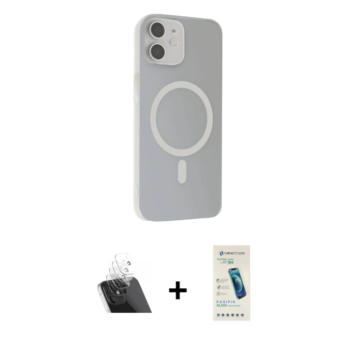 MARSİLYAN™- iPhone 11 Kılıf Çekirdek Modern Prime - Şeffaf Pasifik Cam Ekran Koruyucu + Kamera Lens Koruma Cam - SF