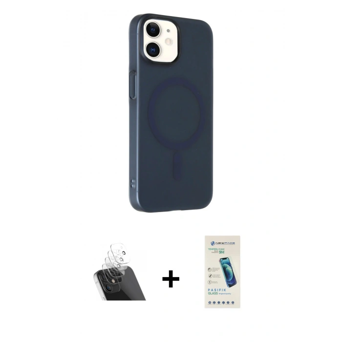 MARSİLYAN™- iPhone 11 Kılıf Çekirdek Modern Prime - Şeffaf Pasifik Cam Ekran Koruyucu + Kamera Lens Koruma Cam - SF