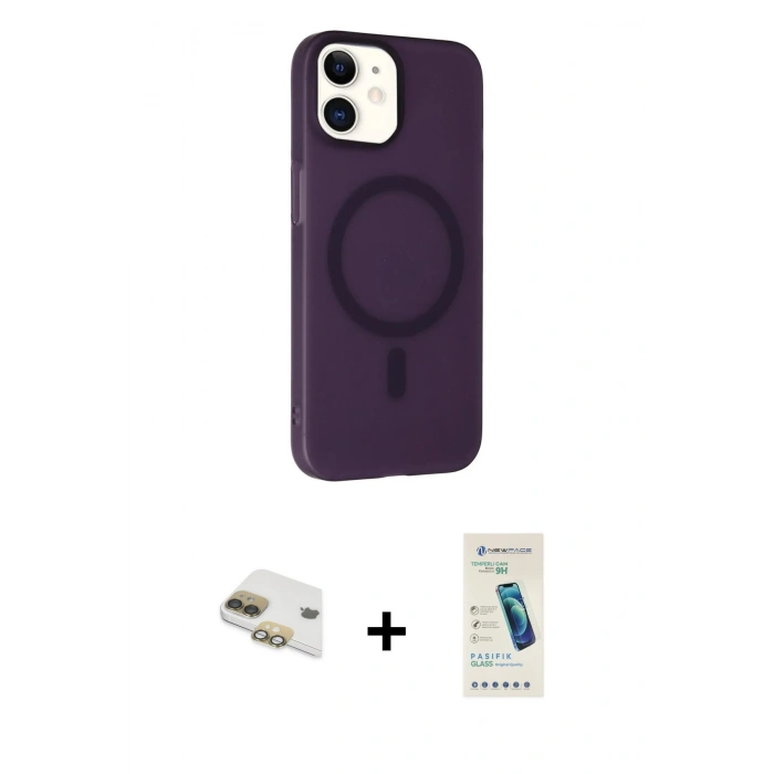 MARSİLYAN™- iPhone 11 Kılıf Çekirdek Modern Prime - Şeffaf Pasifik Cam Ekran Koruyucu + Pers Alüminyum Kamera Lens - GD