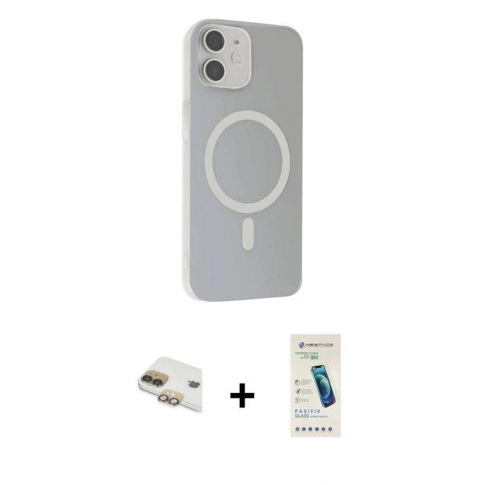 MARSİLYAN™- iPhone 11 Kılıf Çekirdek Modern Prime - Şeffaf Pasifik Cam Ekran Koruyucu + Pers Alüminyum Kamera Lens - GD