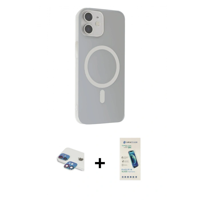 MARSİLYAN™- iPhone 11 Kılıf Çekirdek Modern Prime - Şeffaf Pasifik Cam Ekran Koruyucu + Pers Alüminyum Kamera Lens - GI