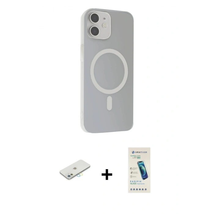 MARSİLYAN™- iPhone 11 Kılıf Çekirdek Modern Prime - Şeffaf Pasifik Cam Ekran Koruyucu + Sarı Renkli Kamera Lens Koruma Cam