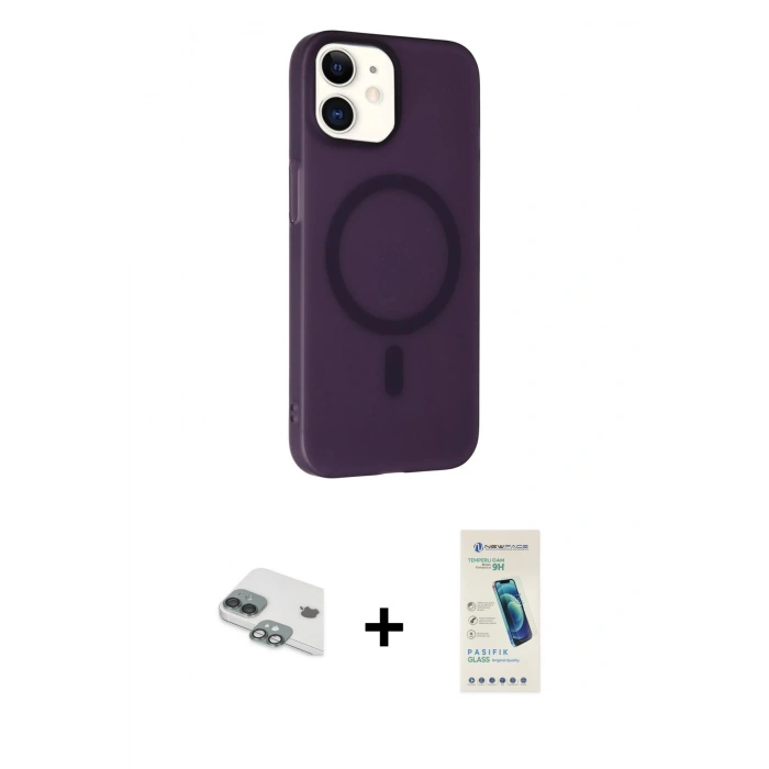 MARSİLYAN™- iPhone 11 Kılıf Çekirdek Modern Prime - Şeffaf Pasifik Cam Ekran Koruyucu + Pers Alüminyum Kamera Lens - YL