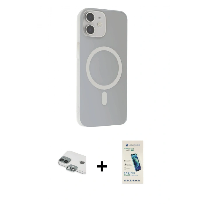 MARSİLYAN™- iPhone 11 Kılıf Çekirdek Modern Prime - Şeffaf Pasifik Cam Ekran Koruyucu + Pers Alüminyum Kamera Lens - YL