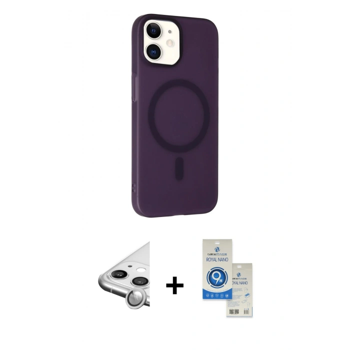 MARSİLYAN™- iPhone 11 Kılıf Çekirdek Modern Prime - Şeffaf Royal Nano Ekran Koruyucu + Raze Metal Kamera Lens - GS
