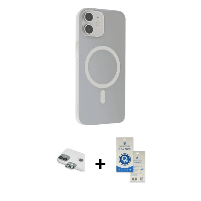 MARSİLYAN™- iPhone 11 Kılıf Çekirdek Modern Prime - Şeffaf Royal Nano Ekran Koruyucu + Pers Alüminyum Kamera Lens - YL