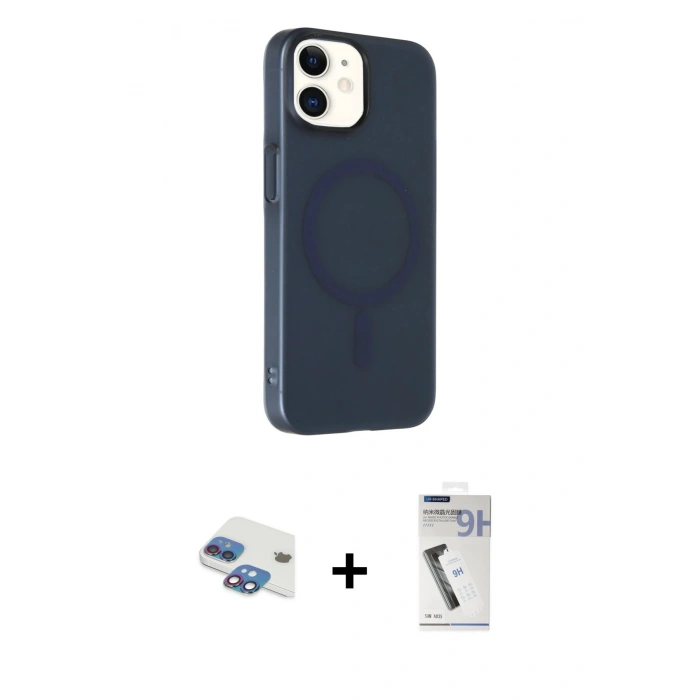 MARSİLYAN™- iPhone 11 Kılıf Çekirdek Modern Prime - Şeffaf Uv Polymer Nano Ekran Koruyucu + Gökkuşağı Pers Alüminyum Kamera Lens