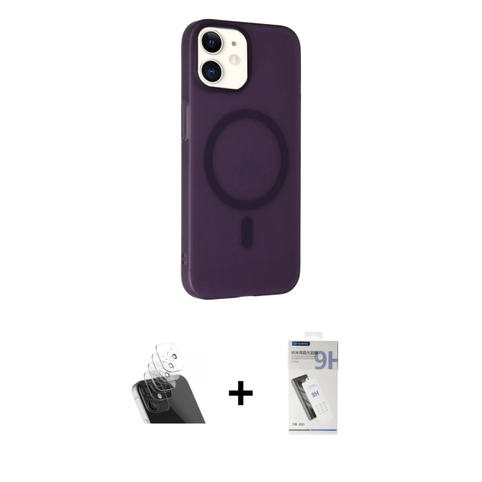 MARSİLYAN™- iPhone 11 Kılıf Çekirdek Modern Prime - Şeffaf Uv Polymer Nano Ekran Koruyucu + Kamera Lens Koruma Cam - SF