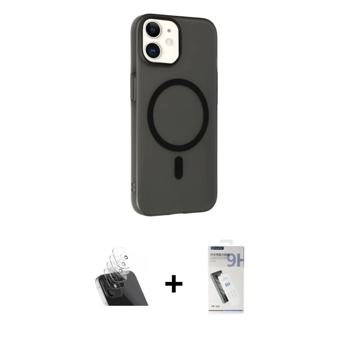 MARSİLYAN™- iPhone 11 Kılıf Çekirdek Modern Prime - Şeffaf Uv Polymer Nano Ekran Koruyucu + Kamera Lens Koruma Cam - SF