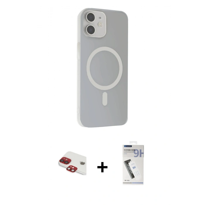 MARSİLYAN™- iPhone 11 Kılıf Çekirdek Modern Prime - Şeffaf Uv Polymer Nano Ekran Koruyucu + Pers Alüminyum Kamera Lens - KI
