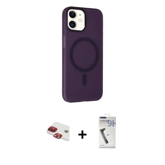 MARSİLYAN™- iPhone 11 Kılıf Çekirdek Modern Prime - Şeffaf Uv Polymer Nano Ekran Koruyucu + Pers Alüminyum Kamera Lens - KI