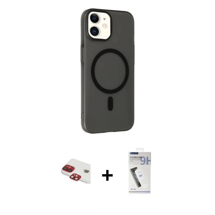 MARSİLYAN™- iPhone 11 Kılıf Çekirdek Modern Prime - Şeffaf Uv Polymer Nano Ekran Koruyucu + Pers Alüminyum Kamera Lens - KI