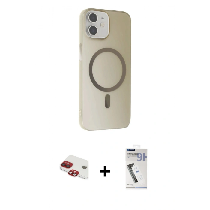 MARSİLYAN™- iPhone 11 Kılıf Çekirdek Modern Prime - Şeffaf Uv Polymer Nano Ekran Koruyucu + Pers Alüminyum Kamera Lens - KI