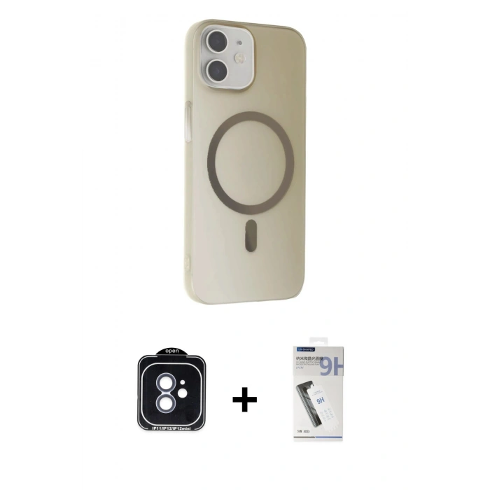 MARSİLYAN™- iPhone 11 Kılıf Çekirdek Modern Prime - Şeffaf Uv Polymer Nano Ekran Koruyucu + PVD Metal Kamera Lens - MI