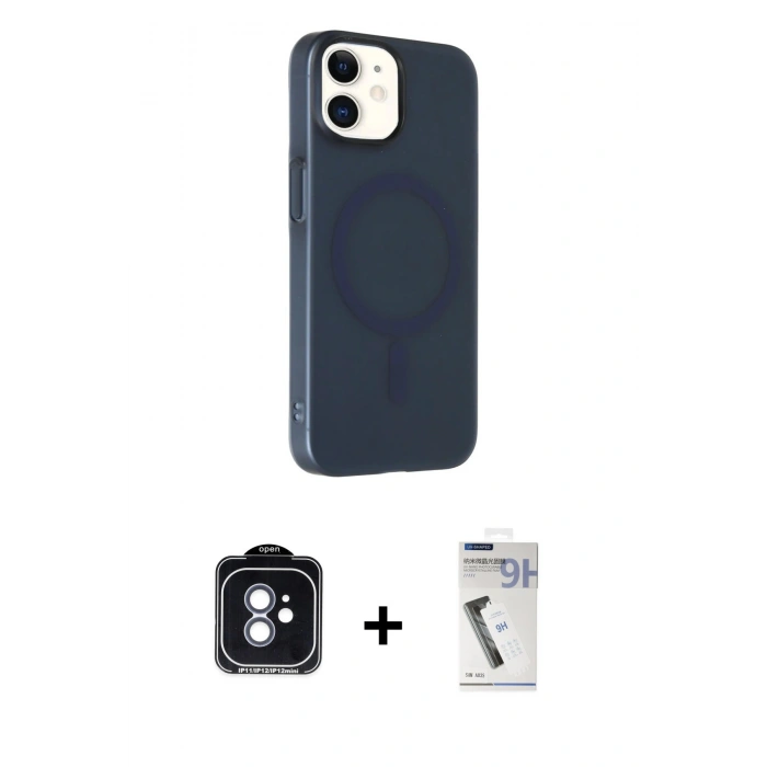 MARSİLYAN™- iPhone 11 Kılıf Çekirdek Modern Prime - Şeffaf Uv Polymer Nano Ekran Koruyucu + PVD Metal Kamera Lens - MI