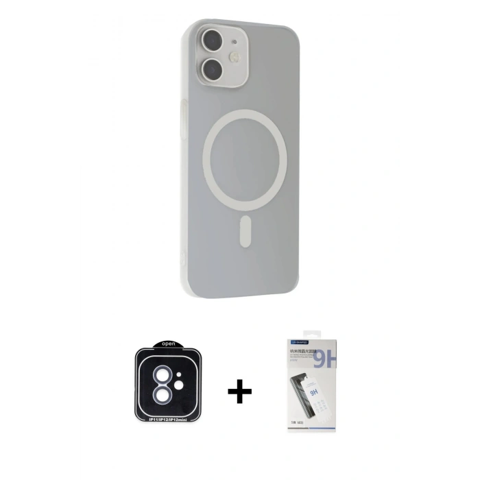 MARSİLYAN™- iPhone 11 Kılıf Çekirdek Modern Prime - Şeffaf Uv Polymer Nano Ekran Koruyucu + PVD Metal Kamera Lens - MI