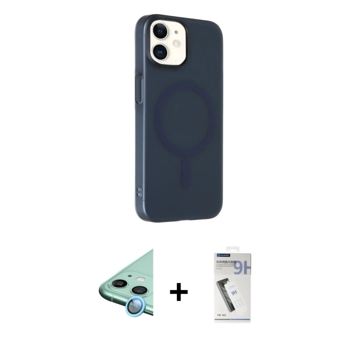 MARSİLYAN™- iPhone 11 Kılıf Çekirdek Modern Prime - Şeffaf Uv Polymer Nano Ekran Koruyucu + Raze Metal Kamera Lens - MI
