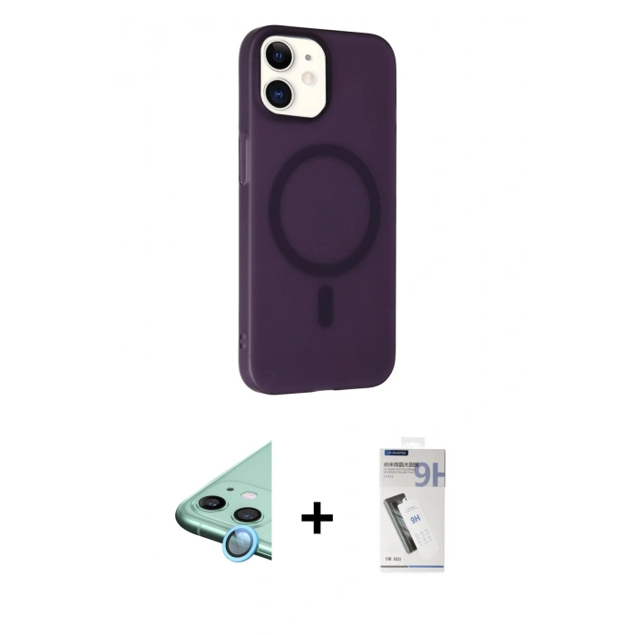 MARSİLYAN™- iPhone 11 Kılıf Çekirdek Modern Prime - Şeffaf Uv Polymer Nano Ekran Koruyucu + Raze Metal Kamera Lens - MI
