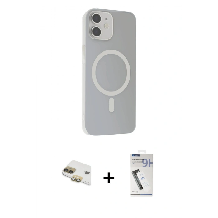 MARSİLYAN™- iPhone 11 Kılıf Çekirdek Modern Prime - Şeffaf Uv Polymer Nano Ekran Koruyucu + Pers Alüminyum Kamera Lens - GD