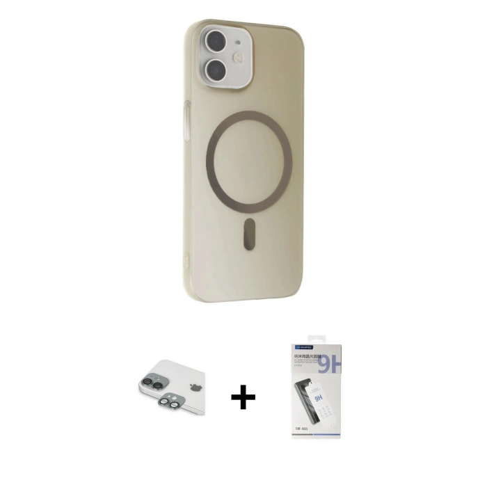 MARSİLYAN™- iPhone 11 Kılıf Çekirdek Modern Prime - Şeffaf Uv Polymer Nano Ekran Koruyucu + Pers Alüminyum Kamera Lens - YL