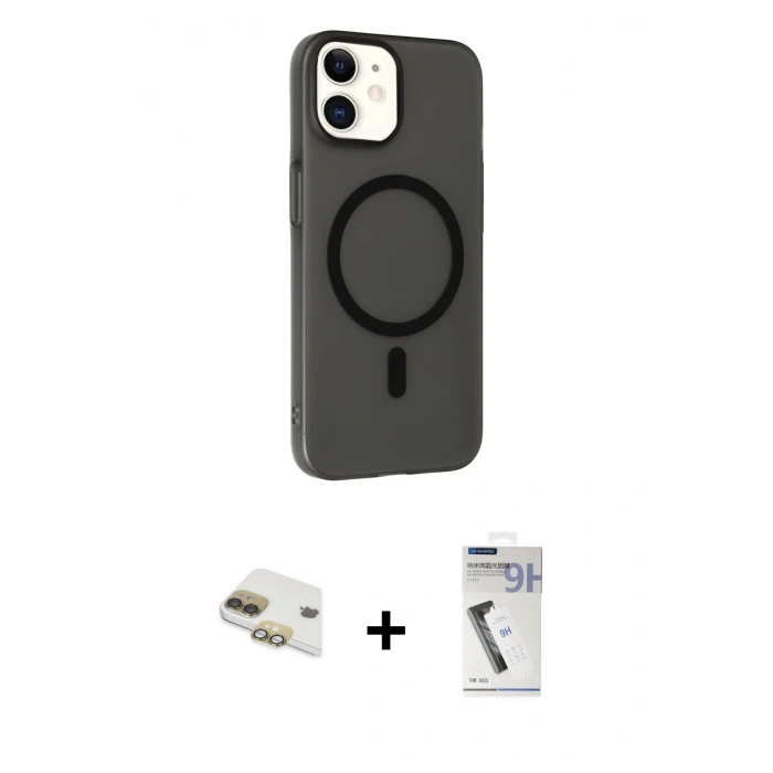 MARSİLYAN™- iPhone 11 Kılıf Çekirdek Modern Prime - Şeffaf Uv Polymer Nano Ekran Koruyucu + Pers Alüminyum Kamera Lens - GD