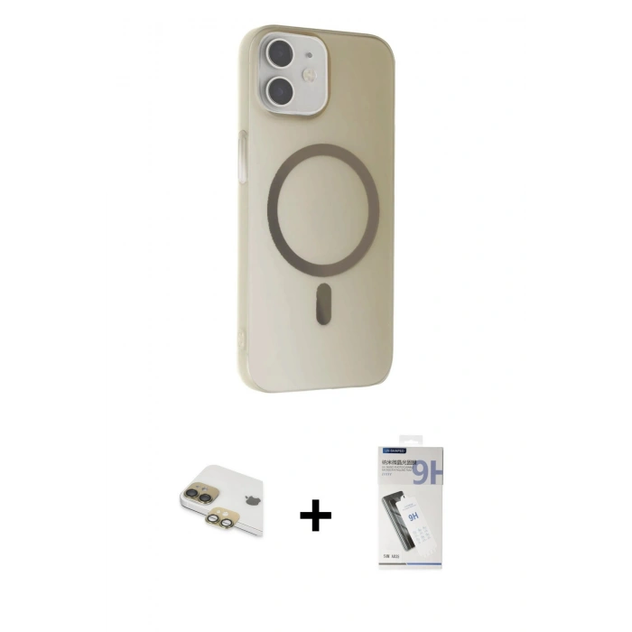 MARSİLYAN™- iPhone 11 Kılıf Çekirdek Modern Prime - Şeffaf Uv Polymer Nano Ekran Koruyucu + Pers Alüminyum Kamera Lens - GD