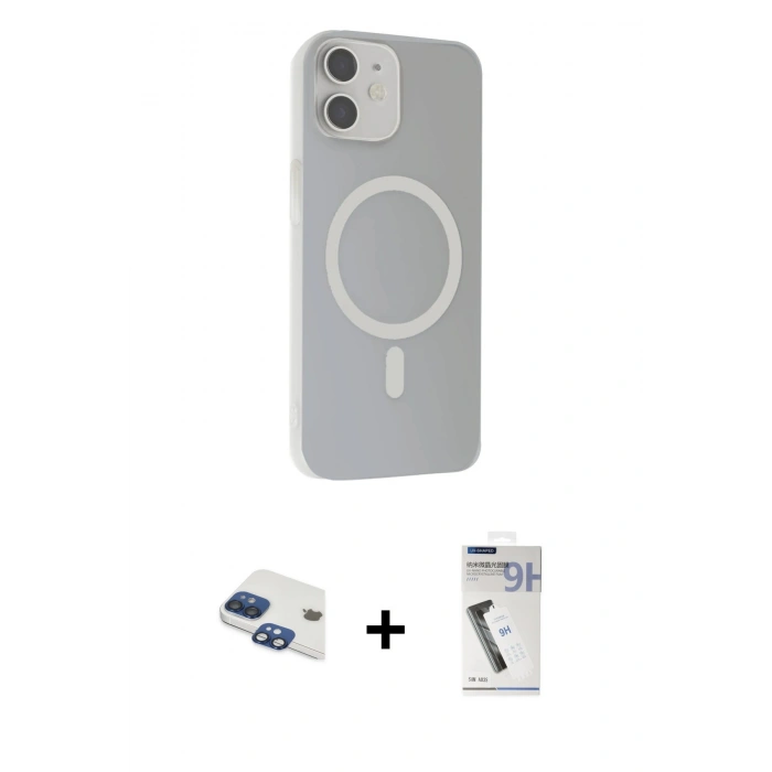 MARSİLYAN™- iPhone 11 Kılıf Çekirdek Modern Prime - Şeffaf Uv Polymer Nano Ekran Koruyucu + Pers Alüminyum Kamera Lens - LT