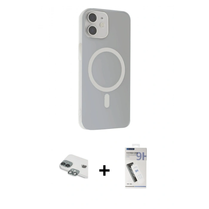 MARSİLYAN™- iPhone 11 Kılıf Çekirdek Modern Prime - Şeffaf Uv Polymer Nano Ekran Koruyucu + Pers Alüminyum Kamera Lens - YL